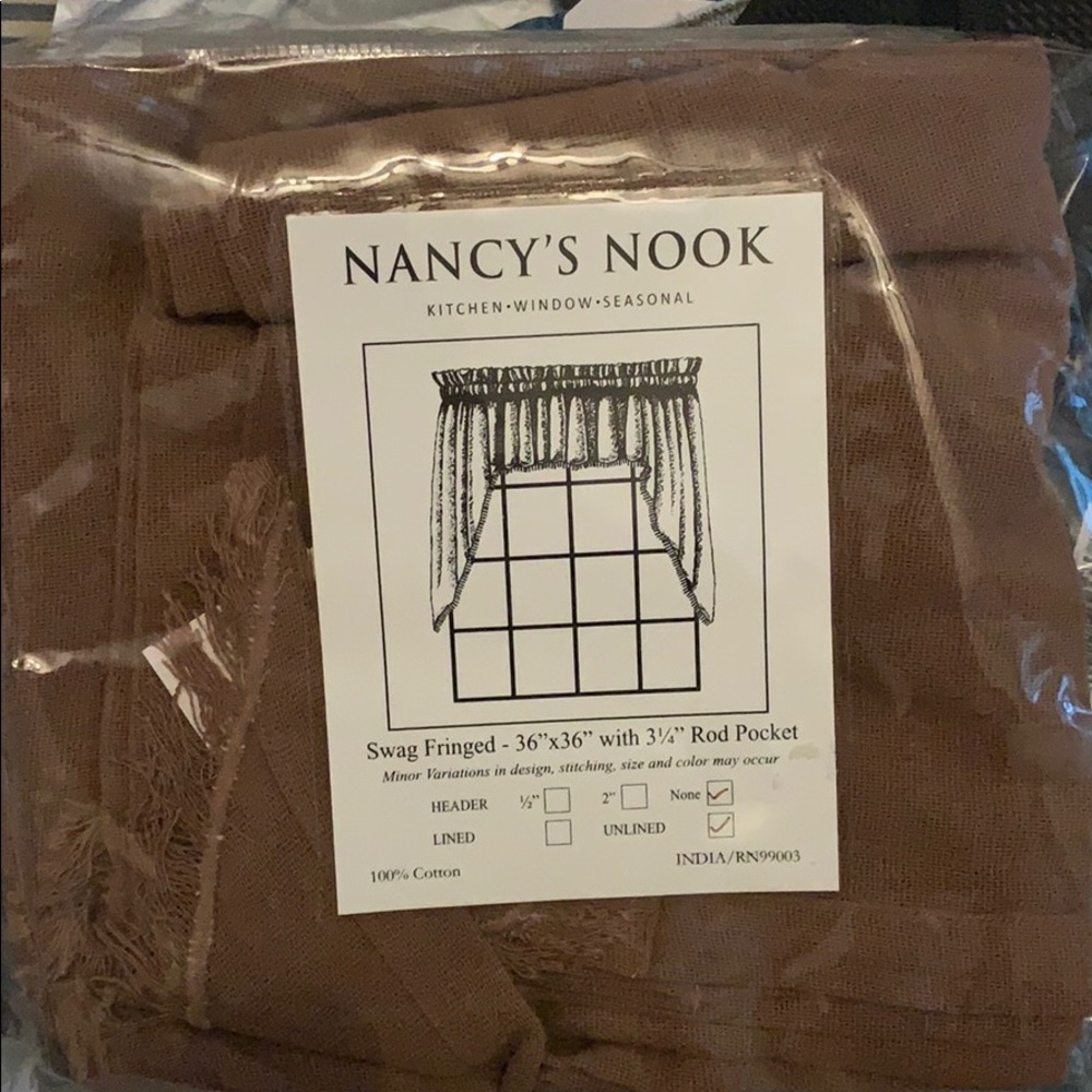 Nancy Nook swag fringed valance-new